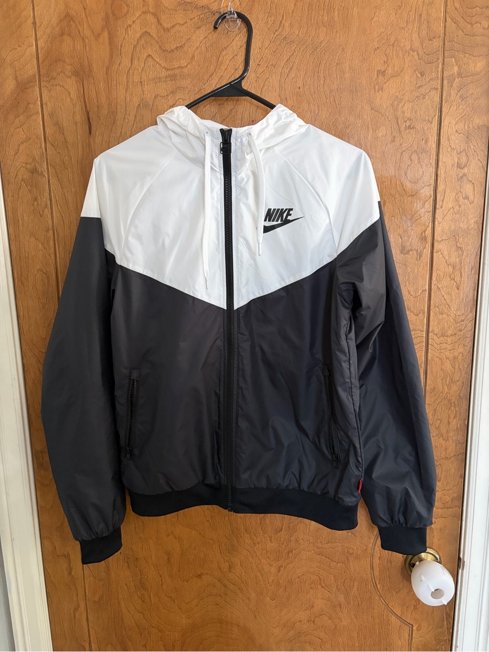 Nike Black and White Colorblock Hooded Windbreaker